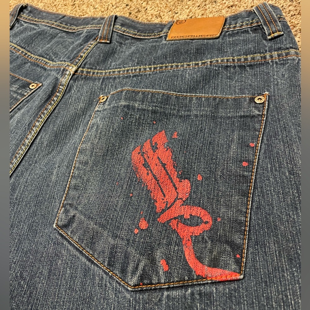 Dark Blue Rocawear print jeans